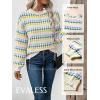 image:imageEVALESS Womens Sweaters Fall Fashion 2025 Long Sleeve Polka Dot Top Cowboy Chic Pullover Sweaters Colorblock OutfitsWhite