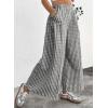 image:imageEVALESS Womens Wide Leg Palazzo Pants Casual Elastic High Waisted Cotton Gingham Plaid Culottes Trousers with PocketsBlack
