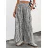 image:imageEVALESS Womens Wide Leg Palazzo Pants Casual Elastic High Waisted Cotton Gingham Plaid Culottes Trousers with PocketsBlack