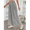 image:imageEVALESS Womens Wide Leg Palazzo Pants Casual Elastic High Waisted Cotton Gingham Plaid Culottes Trousers with PocketsBlack