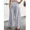 image:imageEVALESS Womens Wide Leg Palazzo Pants Casual Elastic High Waisted Cotton Gingham Plaid Culottes Trousers with PocketsDark Grey