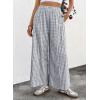 image:imageEVALESS Womens Wide Leg Palazzo Pants Casual Elastic High Waisted Cotton Gingham Plaid Culottes Trousers with PocketsDark Grey