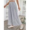 image:imageEVALESS Womens Wide Leg Palazzo Pants Casual Elastic High Waisted Cotton Gingham Plaid Culottes Trousers with PocketsDark Grey