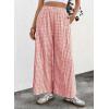 image:imageEVALESS Womens Wide Leg Palazzo Pants Casual Elastic High Waisted Cotton Gingham Plaid Culottes Trousers with PocketsMineral Red