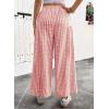 image:imageEVALESS Womens Wide Leg Palazzo Pants Casual Elastic High Waisted Cotton Gingham Plaid Culottes Trousers with PocketsMineral Red