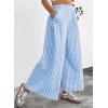 image:imageEVALESS Womens Wide Leg Palazzo Pants Casual Elastic High Waisted Cotton Gingham Plaid Culottes Trousers with PocketsSky Blue