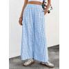 image:imageEVALESS Womens Wide Leg Palazzo Pants Casual Elastic High Waisted Cotton Gingham Plaid Culottes Trousers with PocketsSky Blue