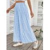 image:imageEVALESS Womens Wide Leg Palazzo Pants Casual Elastic High Waisted Cotton Gingham Plaid Culottes Trousers with PocketsSky Blue