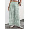 image:imageEVALESS Womens Wide Leg Palazzo Pants Casual Elastic High Waisted Cotton Gingham Plaid Culottes Trousers with PocketsSmoke Green