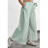 image:imageEVALESS Womens Wide Leg Palazzo Pants Casual Elastic High Waisted Cotton Gingham Plaid Culottes Trousers with PocketsSmoke Green
