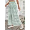 image:imageEVALESS Womens Wide Leg Palazzo Pants Casual Elastic High Waisted Cotton Gingham Plaid Culottes Trousers with PocketsSmoke Green