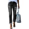 image:imageEVALESS Womens High Waisted Tummy Control Straight Ankle Ripped JeansBlack