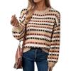 image:imageEVALESS Womens Sweaters Fall Fashion 2025 Long Sleeve Polka Dot Top Cowboy Chic Pullover Sweaters Colorblock OutfitsStraw Yellow
