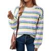 image:imageEVALESS Womens Sweaters Fall Fashion 2025 Long Sleeve Polka Dot Top Cowboy Chic Pullover Sweaters Colorblock OutfitsWhite