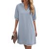 image:imageEVALESS Dresses for Women Casual V Neck Holiday Dress Loose Ruffle Wedding Guest Dresse 2026 Summer Dress with PocketsBeau Blue