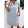 image:imageEVALESS Dresses for Women Casual V Neck Holiday Dress Loose Ruffle Wedding Guest Dresse 2026 Summer Dress with PocketsBeau Blue