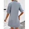 image:imageEVALESS Dresses for Women Casual V Neck Holiday Dress Loose Ruffle Wedding Guest Dresse 2026 Summer Dress with PocketsBeau Blue