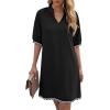 image:imageEVALESS Dresses for Women Casual V Neck Holiday Dress Loose Ruffle Wedding Guest Dresse 2026 Summer Dress with PocketsBlack