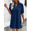 image:imageEVALESS Dresses for Women Casual V Neck Holiday Dress Loose Ruffle Wedding Guest Dresse 2026 Summer Dress with PocketsDirty Blue