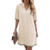 image:imageEVALESS Dresses for Women Casual V Neck Holiday Dress Loose Ruffle Wedding Guest Dresse 2026 Summer Dress with PocketsJet Stream
