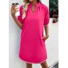 image:imageEVALESS Dresses for Women Casual V Neck Holiday Dress Loose Ruffle Wedding Guest Dresse 2026 Summer Dress with PocketsRose Red