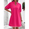 image:imageEVALESS Dresses for Women Casual V Neck Holiday Dress Loose Ruffle Wedding Guest Dresse 2026 Summer Dress with PocketsRose Red