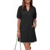 image:imageEVALESS Dresses for Women Casual V Neck Holiday Dress Loose Ruffle Wedding Guest Dresse 2026 Summer Dress with PocketsBlack