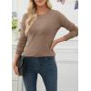 image:imageEVALESS Spring Sweaters for Women 2026 Trendy Wool Blend Sweaters Long Sleeve Crewneck Spring Outfits Pullover Sweater Tops1a Dark Khaki