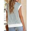 image:imageEVALESS Sweater Tank Tops for Women Summer Cap Sleeve Striped Crew Neck Loose Fit Knit Lightweight Vest Pullover Top