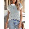 image:imageEVALESS Sweater Tank Tops for Women Summer Cap Sleeve Striped Crew Neck Loose Fit Knit Lightweight Vest Pullover Top