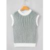 image:imageEVALESS Sweater Tank Tops for Women Summer Cap Sleeve Striped Crew Neck Loose Fit Knit Lightweight Vest Pullover Top