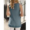 image:imageEVALESS Womens Summer Tank Tops Loose Fit Scoop Neck Cute Waffle Knit Sleeveless Shirts Tops for Girls Petite Greyish Blue Small