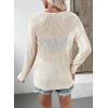 image:imageEVALESS Womens Sweaters Casual 2026 Spring Summer Crochet Hollow Out Tops Crewneck Long Sleeve Beach Cover Ups Cruise Outfits1a White