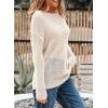 image:imageEVALESS Womens Sweaters Casual 2026 Spring Summer Crochet Hollow Out Tops Crewneck Long Sleeve Beach Cover Ups Cruise Outfits1a White