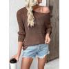 image:imageEVALESS Womens Sweaters Casual 2026 Spring Summer Crochet Hollow Out Tops Crewneck Long Sleeve Beach Cover Ups Cruise OutfitsCoffee