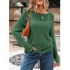 image:imageEVALESS Womens Sweaters Casual 2026 Spring Summer Crochet Hollow Out Tops Crewneck Long Sleeve Beach Cover Ups Cruise OutfitsDark Green