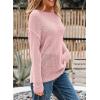 image:imageEVALESS Womens Sweaters Casual 2026 Spring Summer Crochet Hollow Out Tops Crewneck Long Sleeve Beach Cover Ups Cruise OutfitsLight Pink