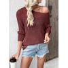 image:imageEVALESS Womens Sweaters Casual 2026 Spring Summer Crochet Hollow Out Tops Crewneck Long Sleeve Beach Cover Ups Cruise OutfitsWine Red