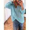image:imageEVALESS Womens Sweaters Casual Crochet Hollow Out Knit Tops 2026 Spring Summer Crewneck Long Sleeve Beach Vacation Clothes Sky Blue Large
