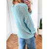 image:imageEVALESS Womens Sweaters Casual Crochet Hollow Out Knit Tops 2026 Spring Summer Crewneck Long Sleeve Beach Vacation Clothes Sky Blue Large