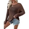 image:imageEVALESS Womens Sweaters Casual 2026 Spring Summer Crochet Hollow Out Tops Crewneck Long Sleeve Beach Cover Ups Cruise OutfitsCoffee