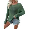 image:imageEVALESS Womens Sweaters Casual 2026 Spring Summer Crochet Hollow Out Tops Crewneck Long Sleeve Beach Cover Ups Cruise OutfitsDark Green