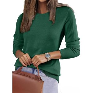 image:imageEVALESS Spring Sweaters for Women 2026 Trendy Wool Blend Sweaters Long Sleeve Crewneck Spring Outfits Pullover Sweater Tops1a Dark Green