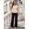 image:imageEVALESS Satin Blouses for Women Dressy Casual Silk V Neck Cap Sleeve Pleated Shirts Business Work TopsApricot