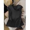image:imageEVALESS Satin Blouses for Women Dressy Casual Silk V Neck Cap Sleeve Pleated Shirts Business Work TopsBlack