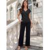 image:imageEVALESS Satin Blouses for Women Dressy Casual Silk V Neck Cap Sleeve Pleated Shirts Business Work TopsBlack