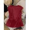 image:imageEVALESS Satin Blouses for Women Dressy Casual Silk V Neck Cap Sleeve Pleated Shirts Business Work TopsBurgundy
