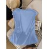 image:imageEVALESS Satin Blouses for Women Dressy Casual Silk V Neck Cap Sleeve Pleated Shirts Business Work TopsSky Blue