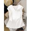 image:imageEVALESS Satin Blouses for Women Dressy Casual Silk V Neck Cap Sleeve Pleated Shirts Business Work TopsWhite