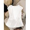 image:imageEVALESS Satin Blouses for Women Dressy Casual Silk V Neck Cap Sleeve Pleated Shirts Business Work TopsWhite
